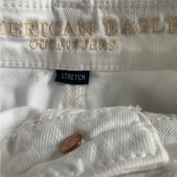American eagle white jean mini skirt  distressed look size US00 regular - Picture 8 of 11